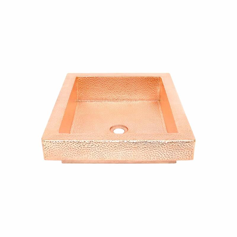 Tatra Hand-Hammered Copper Drop-in Bathroom Sink - 20 x 16 x 4.5