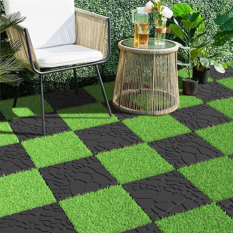 44-Pack 12"x12" Waterproof Tile Flooring - Ideal for Indoor and Outdoor Patios, Poolsides, Balconies and Backyards - Grey（Stone Texture)