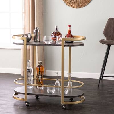 SEI Furniture Oslo Rolling Bar Cart