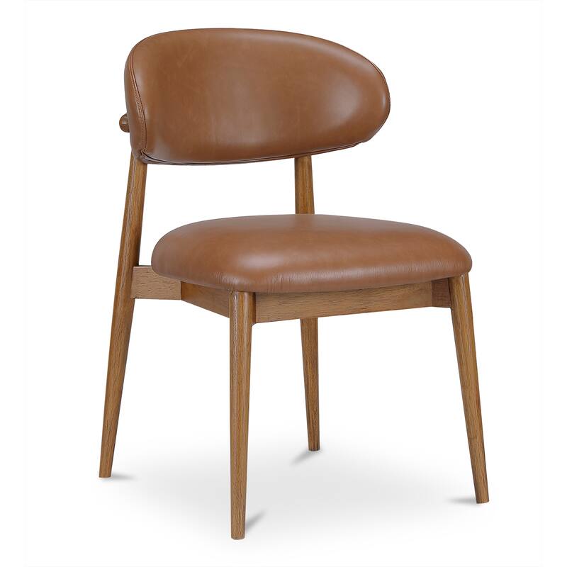 NADAAL STUDIOS Aldric Dining Chair, Winged Backrest, Top-Grain Leather Upholstery, Brown