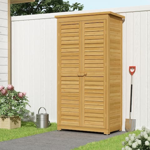34.3"W x 63.8"H Wood Vertical Tool Shed Outdoor Storage Shelfs - 34.3"W x 63.8"H