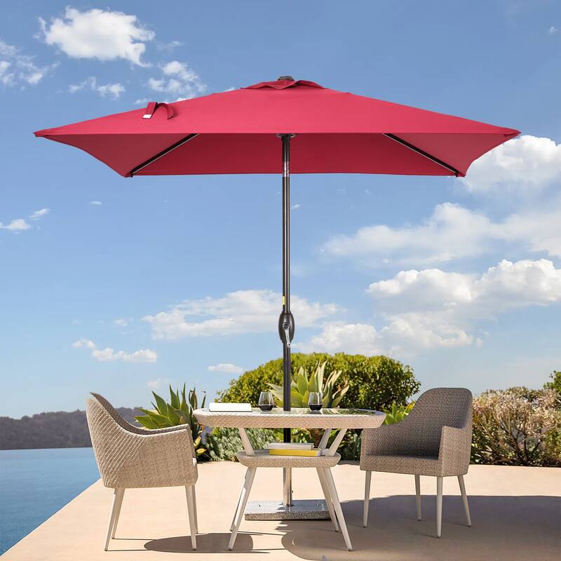 BONOSUKI 6.5x6.5Ft Patio Market Umbrella Weather-Resistant Frame - Wine Red