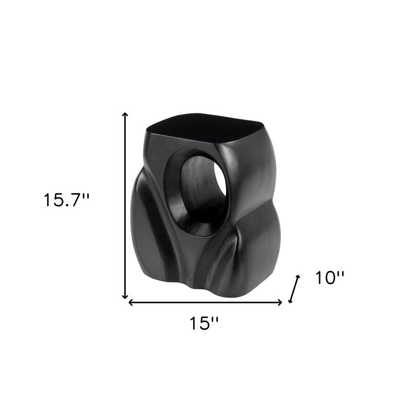 HomeRoots 16" Black Solid Wood Abstract Figurine End Table - 15' X '15.7' X '10