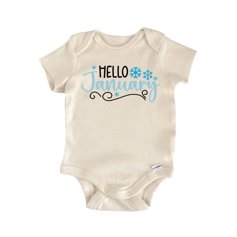 Hello January - Baby Boy Girl Clothes Infant Bodysuit Funny Cute - Pink - 0-3M