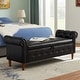 preview thumbnail 28 of 65, Armed Ottoman Bench PU Leather Bench Button Tufted Sofa Stool Bench Footrest Stoolfor Entryway, Living Room and Window Black