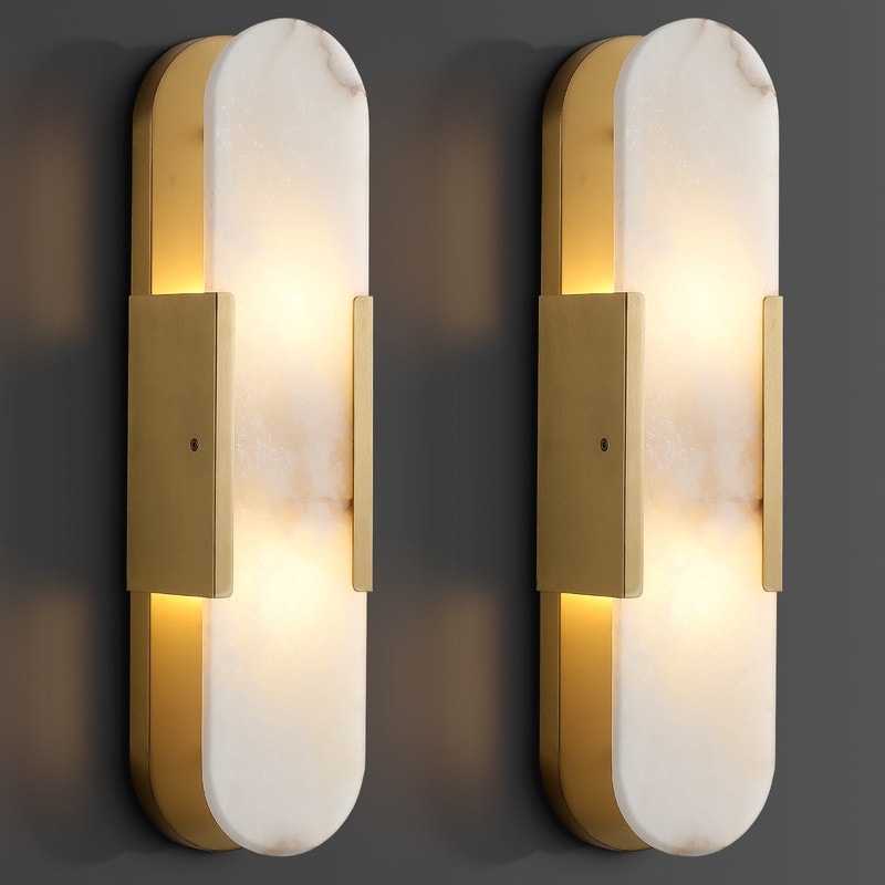 KAYLA Dimmable LED Polished Wall Sconce With Alabaster Shade (Set Of 2)