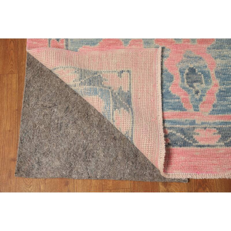 Hand Knotted Oriental 100% Wool Carpet Transitional All-Over Pink Oushak Area Rug - 12' 5'' X 9' 5''