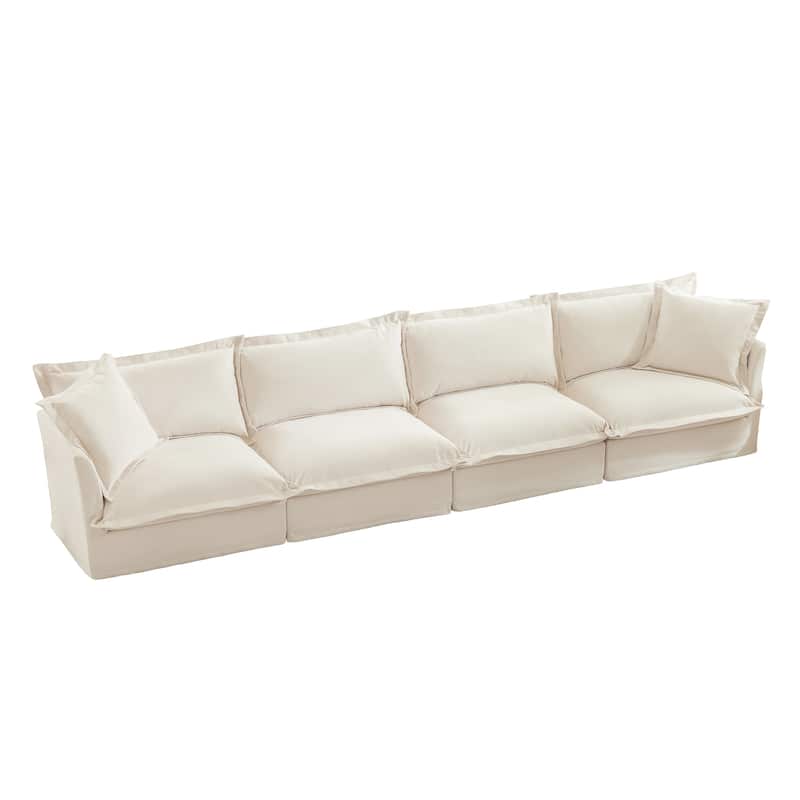 4-Seater Chenille Sofa with Removable Cover for Living Room