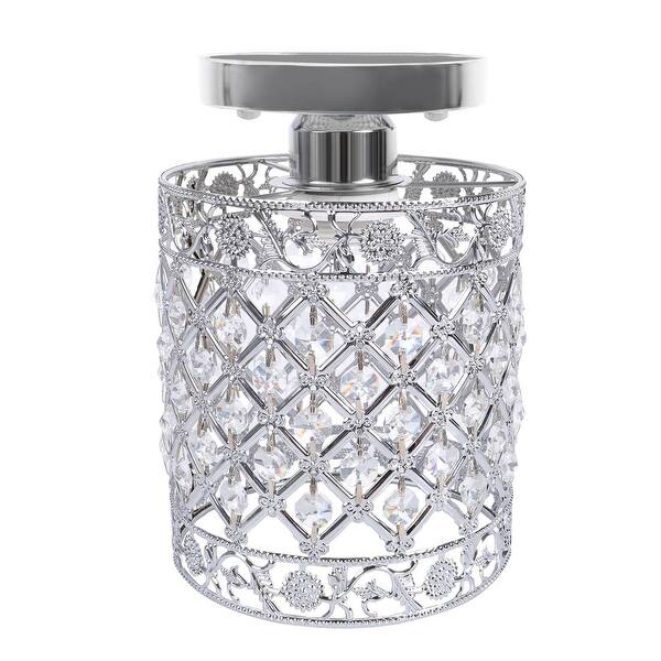 slide 5 of 10, Modern Crystal Semi-flush Mount Ceiling Light Fixture Mini Chandelier - 7.9x5.9"(HxDia) 7.9x5.9"(HxDia)