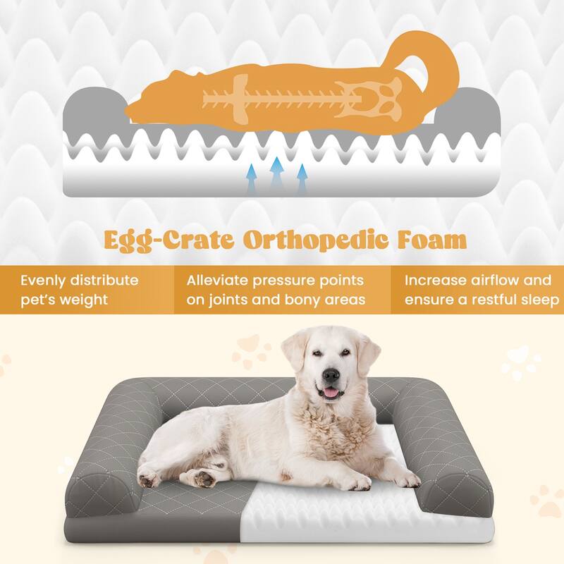 Costway Orthopedic Dog Bed Medium Small Dogs with 3-Side Bolster - See Details