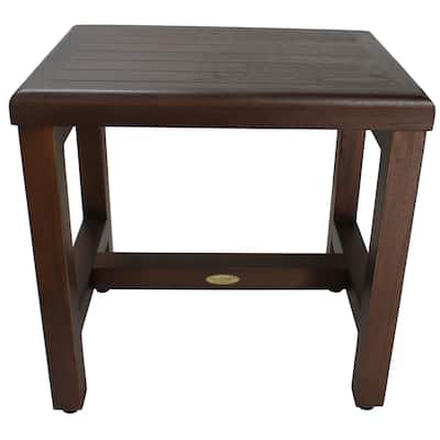 DecoTeak Eleganto 18" Solid Teak Shower Bench - WoodLand Brown Finish