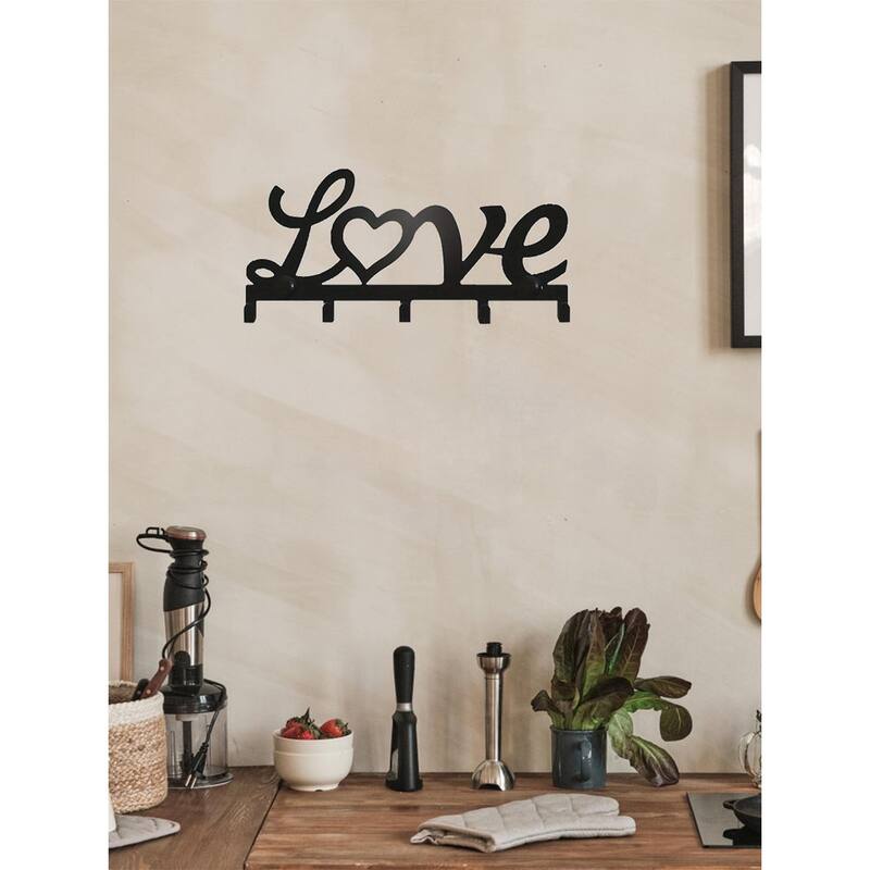 Wall-Mounted Metal Key Rack with Dual Install & Utility Hooks - 6.33" x 2.99"