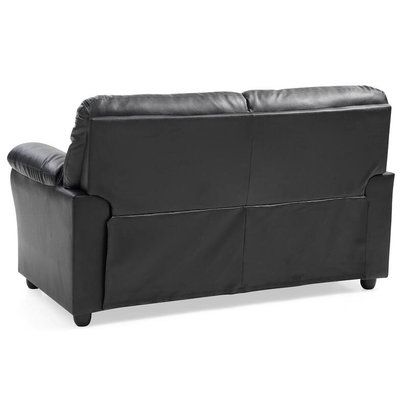 Flared Arm Faux Leather Straight Sofa with Nailhead Trim - 60" - Black