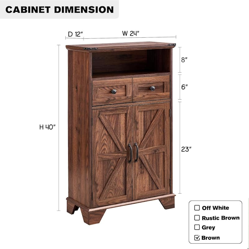 24" Farmhouse Bathroom Floor Cabinet, Wide Bathroom Storage Cabinet