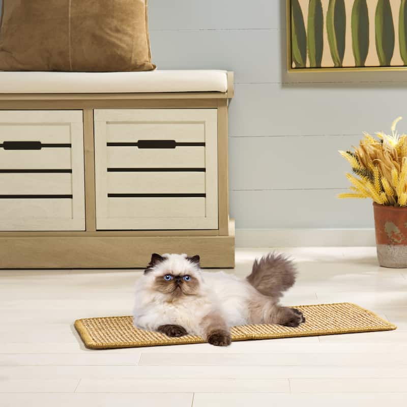 SAFAVIEH Home Sisal Small Boucle Weave Cat Scratch Mat - Brown - 10" W x 24"L