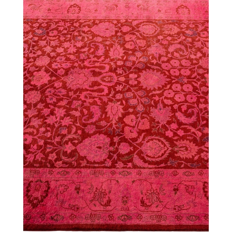 Overton Hand Knotted Wool Vintage Inspired Modern Contemporary Overdyed Pink Area Rug - 4' 2" x 6' 3"