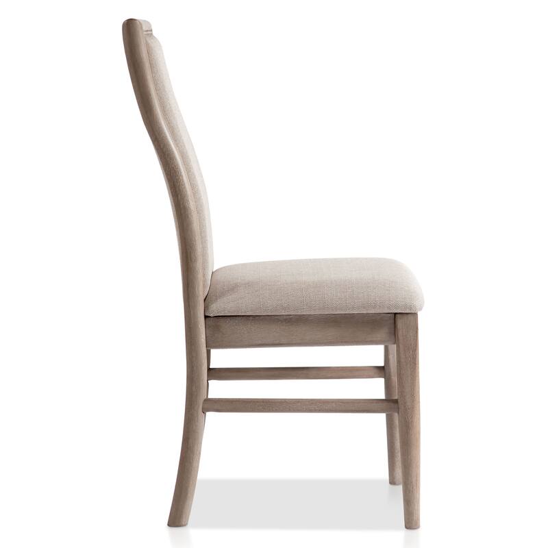 Furniture of America Barbesh Modern Natural Ash Wood Upholstered Side Chair (Set of 2)