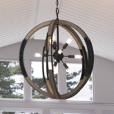 Luxury Urban Loft Chandelier, 28.75"H x 26"W, with Scandinavian Style, Weathered Black, by Urban Ambiance