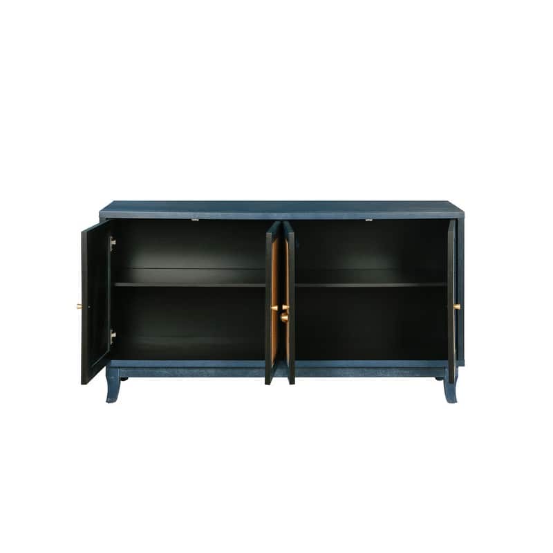 Accent Storage Cabinet, Boho Rattan Sideboard Buffet with 4 Adjustable Shelves, Console Table for Hallway, Living Room, Bedroom