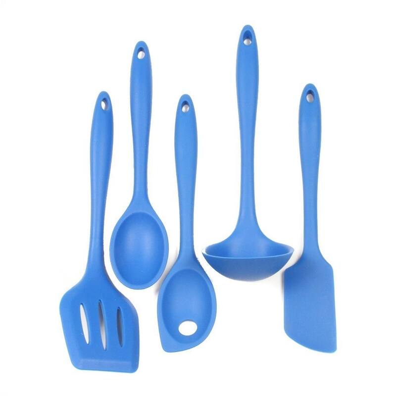 Chef Craft 5 Piece Premium Silicone Kitchen Tool and Utensil Set - Blue