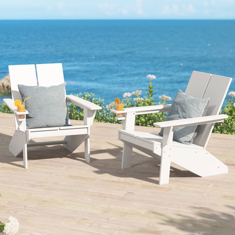 Coastin Modern Poly Adirondack Chair (Set of 2), Black