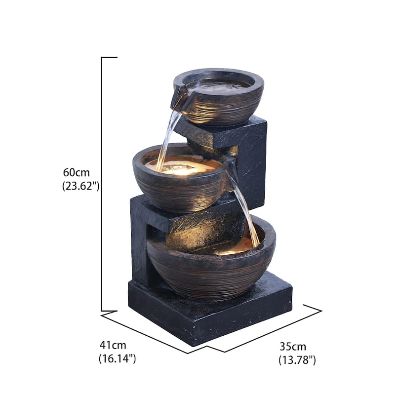 Enchanting Outdoor Fountain with 12 Warm White LED Lights Gray/Black