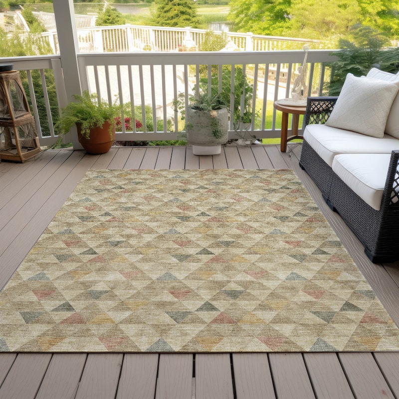Machine Washable Indoor/ Outdoor Chantille Contemporary Mosaic Rug
