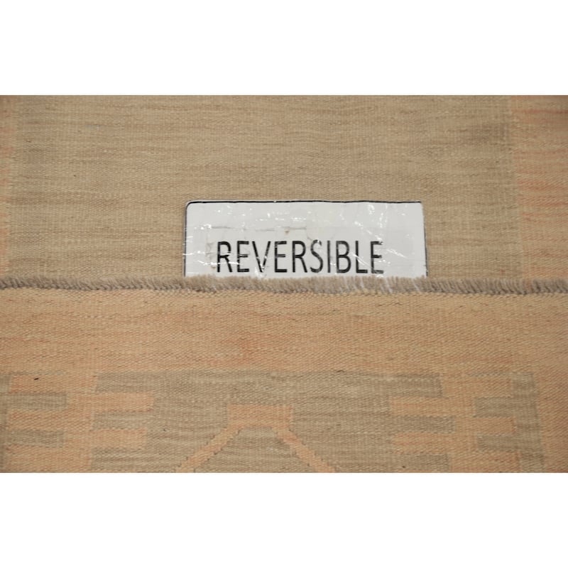 Hand Woven Oriental 100% Wool Carpet Southwestern Tribal Beige & Ivories Kilim Runner Rug - 10' 0'' X 2' 6''
