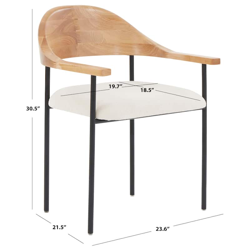 SAFAVIEH Couture Jevdoka Ivory/Black Boucle Dining Chair - 24" W x 22" D x 31" H - 24Wx22Dx31H
