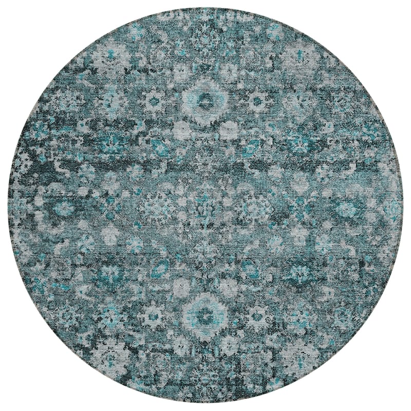 Machine Washable Indoor/ Outdoor Chantille Traditional Vintage Floral Rug