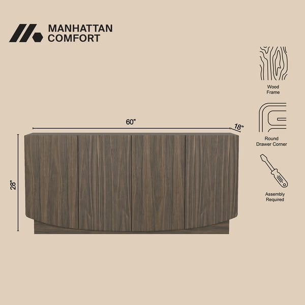 dimension image slide 2 of 6, Manhattan Comfort Ardea 60" Sideboard (4-Door)