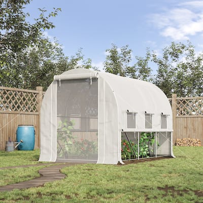 Outsunny 10' x 7' x 7' Walk-in Tunnel Greenhouse, Outdoor Plant Nursery with Anti-Tear PE Cover