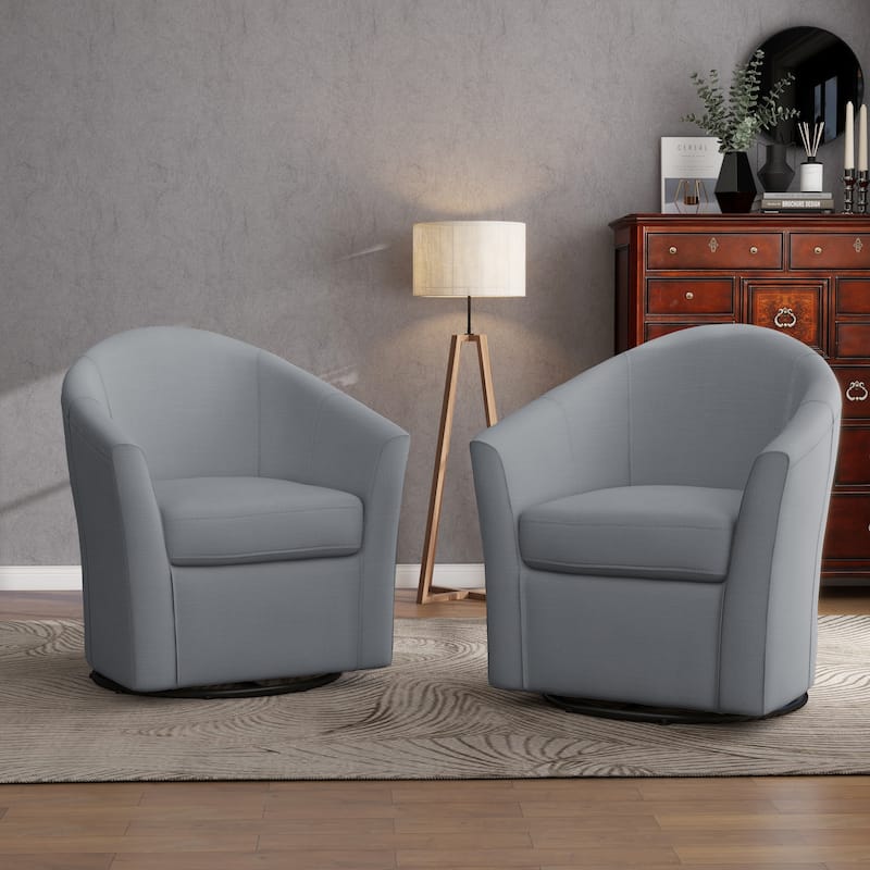 2 Set Modern Upholstered Swivel Barrel Chair Living Room Accent Chair