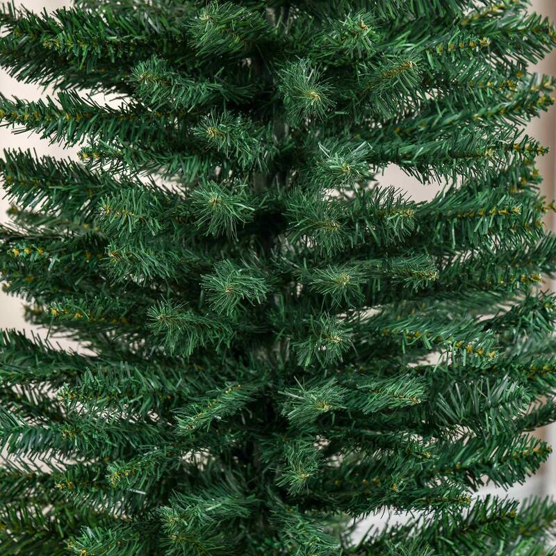 7FT Artificial Slim Pencil Christmas Tree with 499 Realistic Branch Tips & Plastic Stand