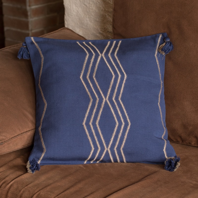 Novica Handmade Indigo Directions Cotton Cushion Cover