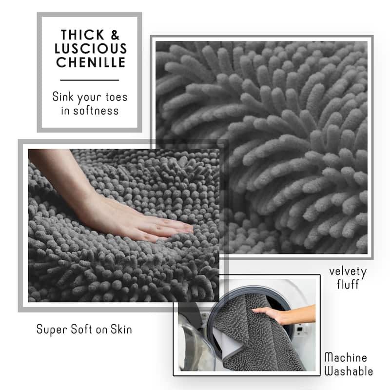 Empyrean Non-Slip Super Plush Chenille Bathroom Rugs