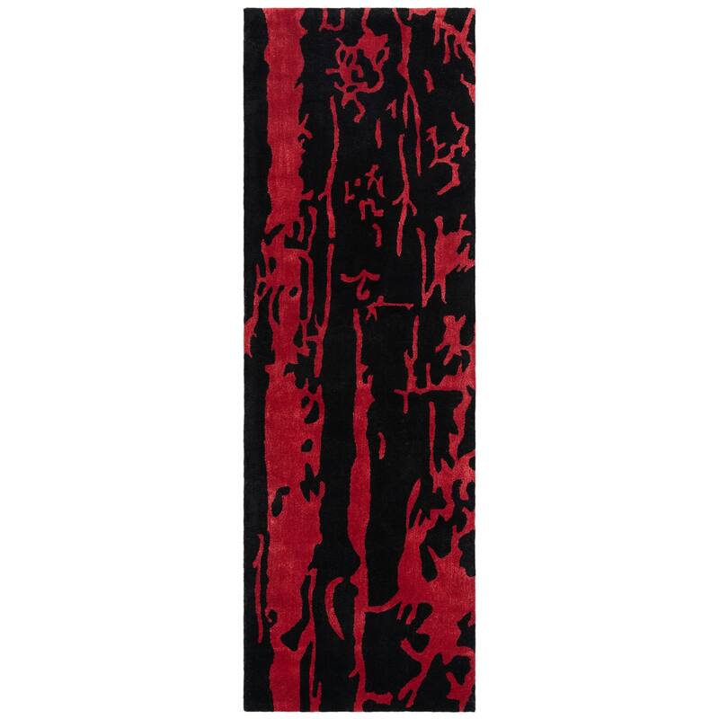 SAFAVIEH Handmade Soho Ayla N.Z. Wool Rug - 2'6" x 10' Runner - Black/Red
