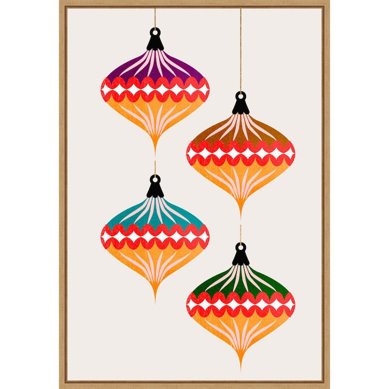 Christmas Balls (vers.3) by Eins Kubistika (23 x 33 in.), Framed Canvas Wall Art Print - Sylvie Natural