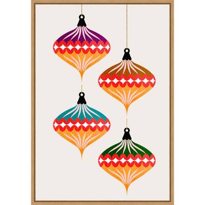 Christmas Balls (vers.3) by Eins Kubistika (23 x 33 in.), Framed Canvas Wall Art Print - Sylvie Natural
