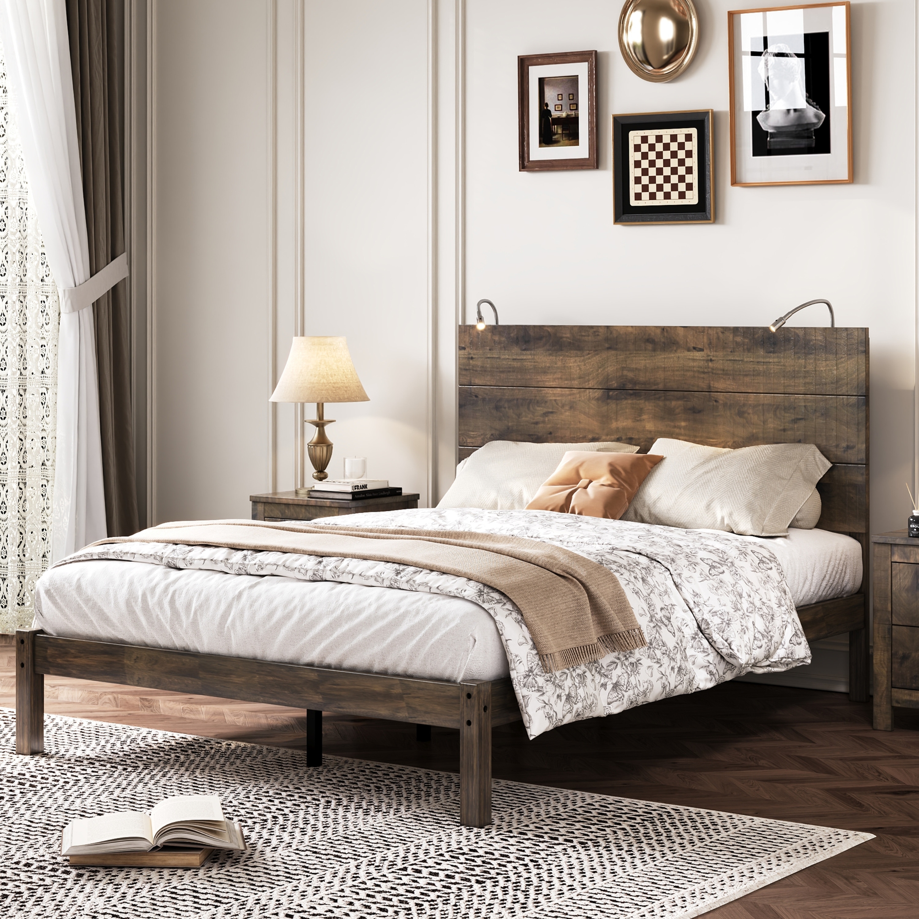 Rustic headboard lights on sale