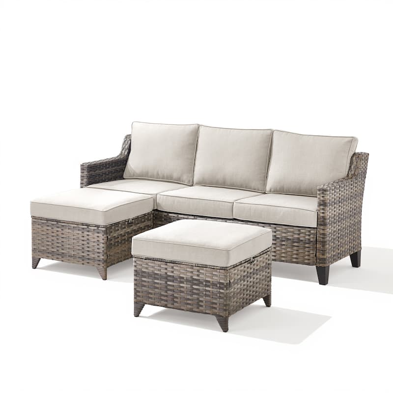 Pocassy Outdoor Patio Furniture Wicker Sofa Swivel Chair Set