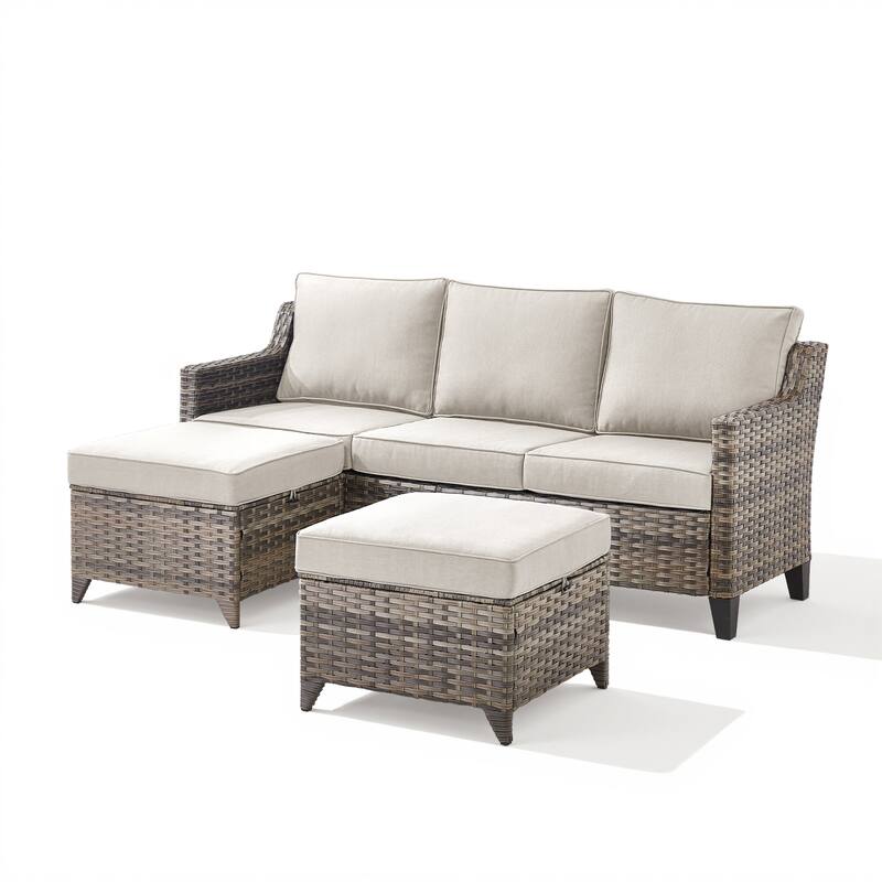 Pocassy Patio Sofa Glider Swivel Chair Ottoman Table Furniture Set.