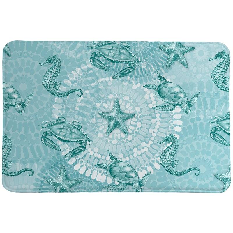 Sea Life Medallion Memory Foam Rug - 21x34 - Green