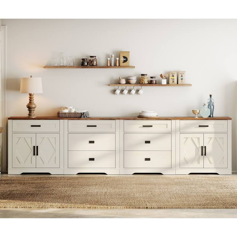 Large TV Stand,3/4-in-1 Farmhouse TV Console Table with Storage Barn Door Cabinet