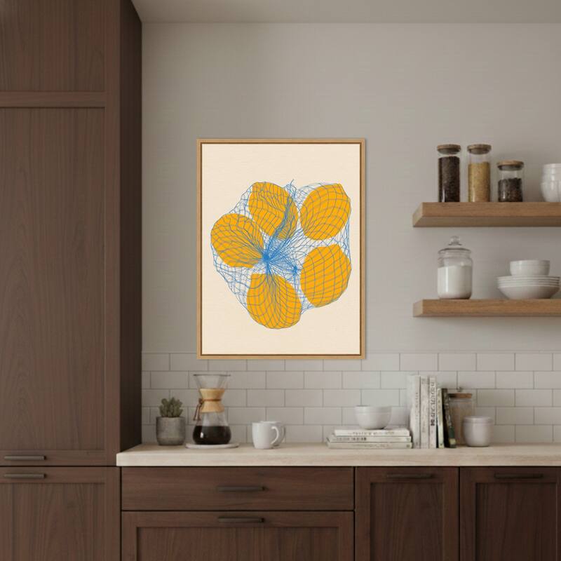 Five Lemons In a Net Bag by Rosi Feist Framed Canvas Wall Art Print