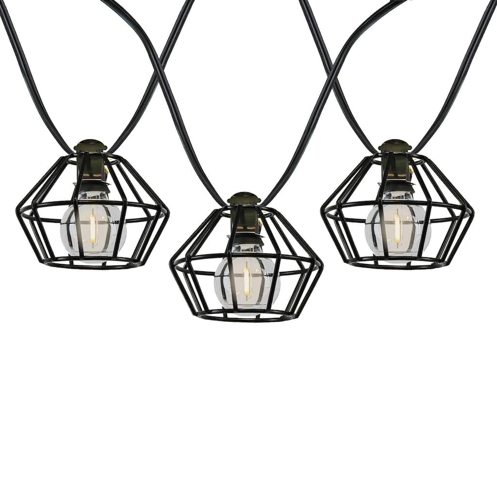 Novelty Lights G40 LED Outdoor Lantern Cafe String Lights with Metal Lampshades - Café