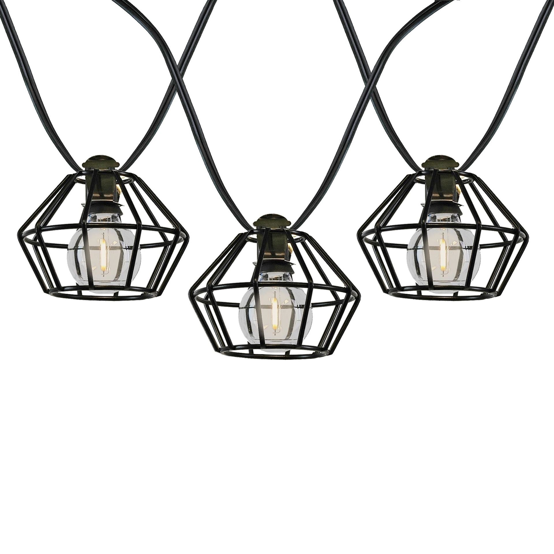 Novelty Lights G40 LED Outdoor Lantern Cafe String Lights with Metal Lampshades