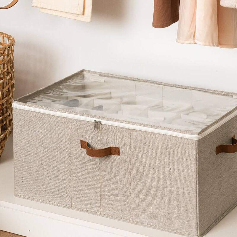 Shoe Organizer,Adjustable Dividers & Clear Cover