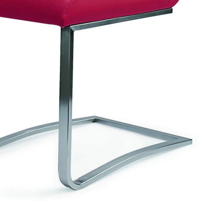 Chrome/Red Faux Leather Upholstered Metal Frame Dining Chair, Set of 2, Sturdy Dining Chair for Dining Rooms - 19