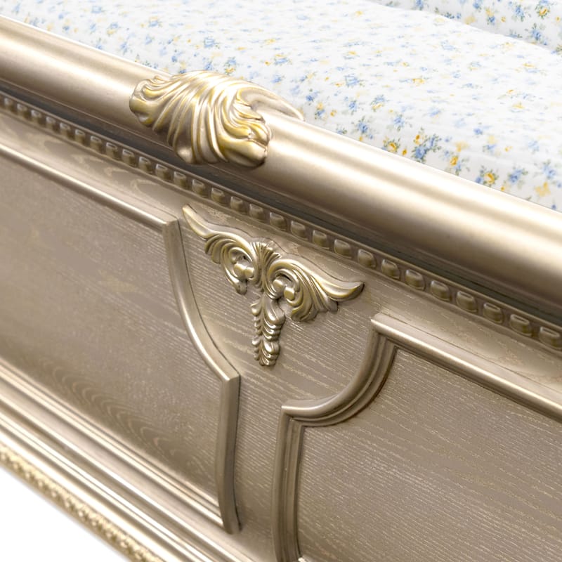 Furniture of America Etane Traditional Solid Wood Sleigh Bed with Tufted Leatherette Headboard